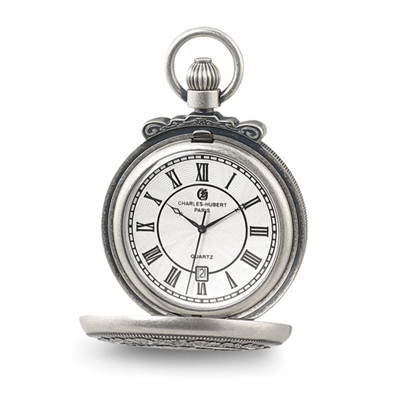 Charles Hubert Antique Chrome-finish Steam Engine Pocket Watch