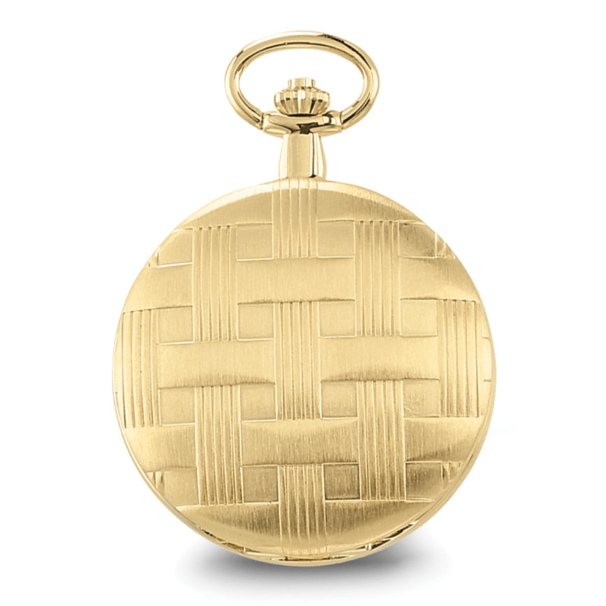 Charles Hubert Gold-finish Brass Basketweave Pocket Watch