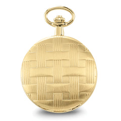 Charles Hubert Gold-finish Brass Basketweave Pocket Watch