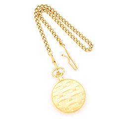 Charles Hubert Gold-finish Brass Basketweave Pocket Watch