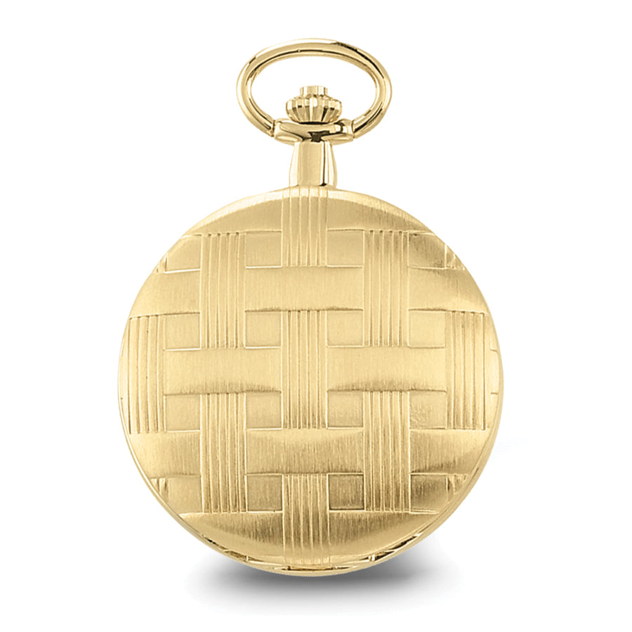 Charles Hubert Gold-finish Brass Basketweave Pocket Watch
