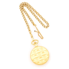 Charles Hubert Gold-finish Brass Basketweave Pocket Watch