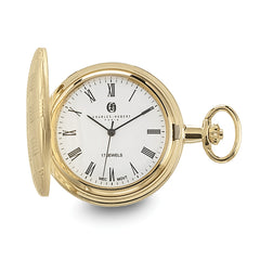 Charles Hubert Gold-finish Brass Basketweave Pocket Watch