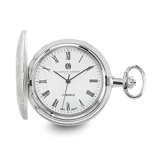 Charles Hubert Chrome-finish Brass Basketweave Pocket Watch