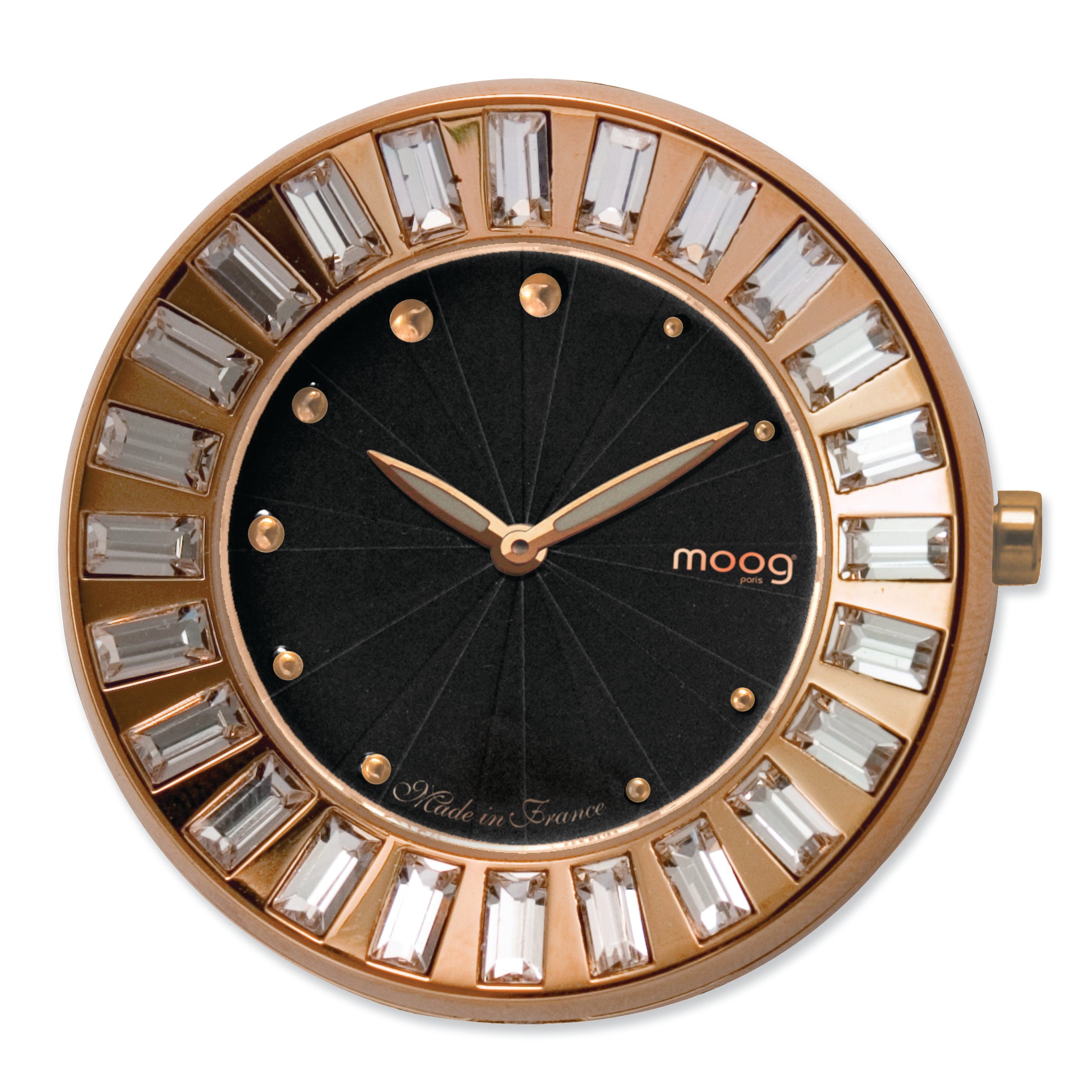 Moog Rose Pol. Stnlss Stl/Black Dial/Crystal Bezel Watch Only
