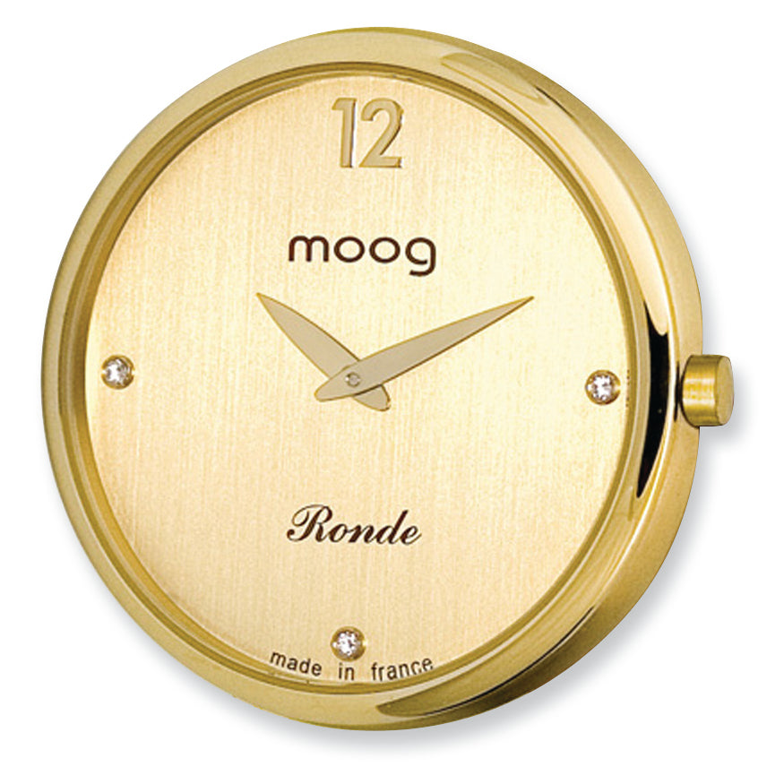 Moog Gld-tone Satin Stnlss Stl/Gold Dial/3 Crystal Mrkrs Watch Only