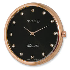 Moog Rose Pol. Stnlss Stl/Black Dial/All Crystal Mrkrs Watch Only