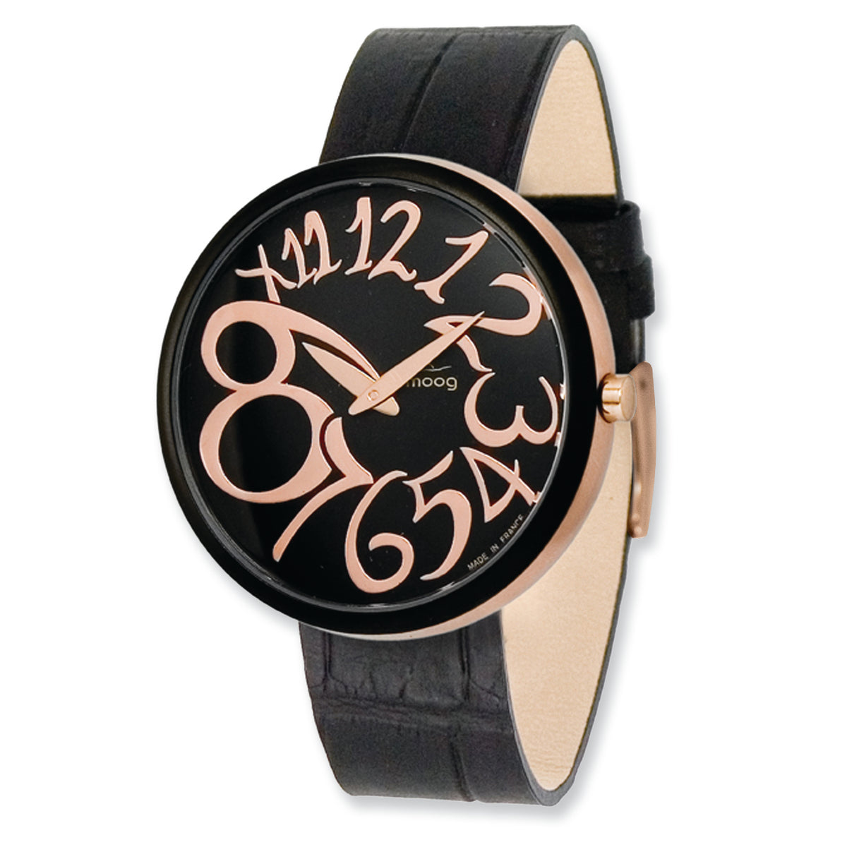 Moog Rose/Blk-pltd Round Blk Dial Watch w/(MC-01RG) Black Band