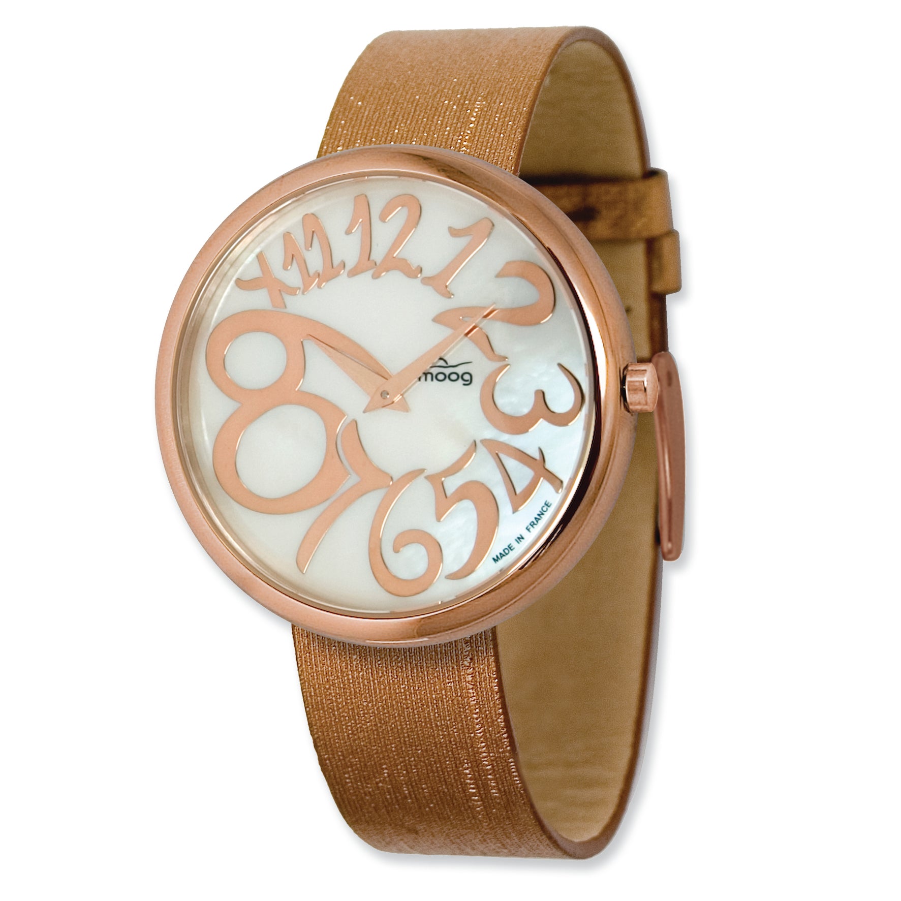 Moog Rose-pltd Round MOP Dial Watch w/(PM-105RG) Brown Band