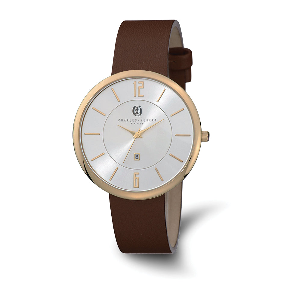 Charles Hubert IP-plated Stainless Steel Silver-tone Dial Quartz Watch