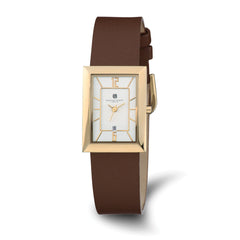 Charles Hubert IP-plated Silver-tone Rectangle Dial Quartz Watch