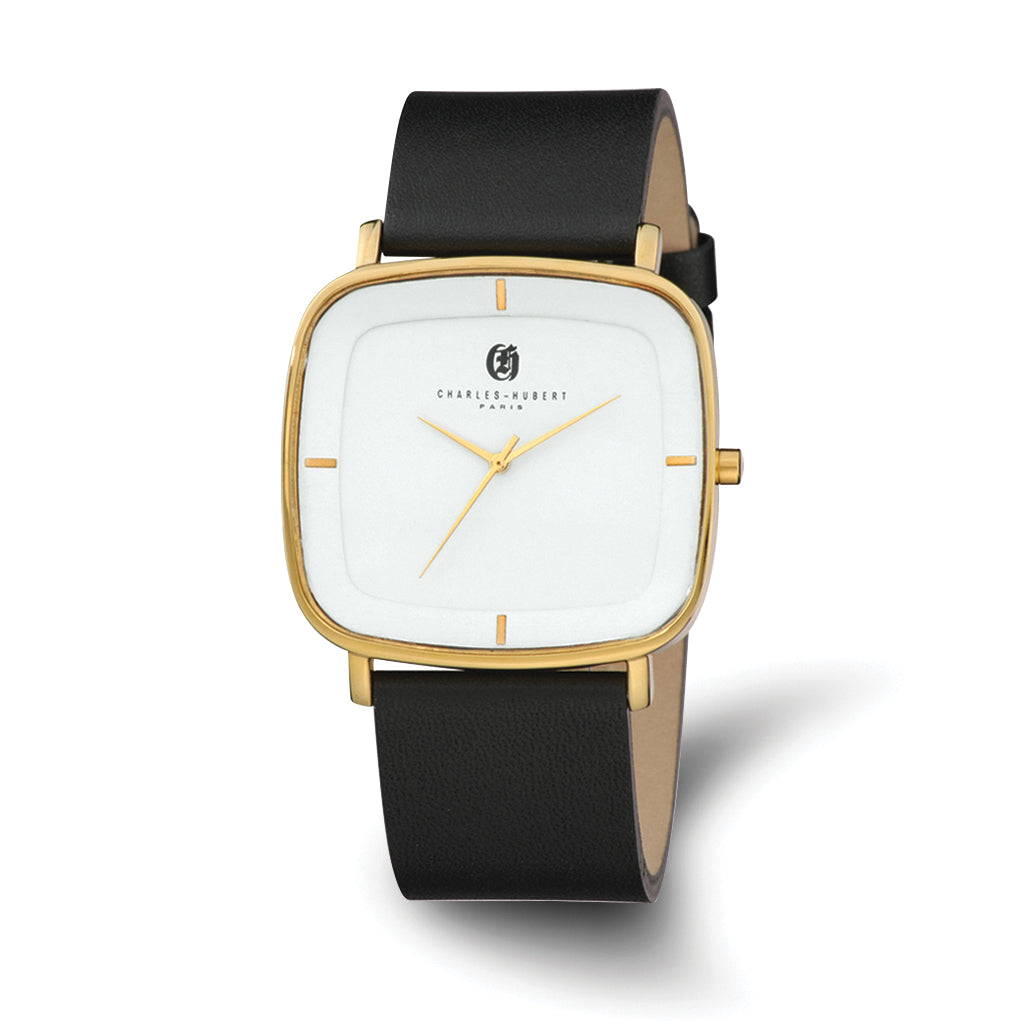 Charles Hubert IP-plated Stainless Steel White Dial Quartz Watch