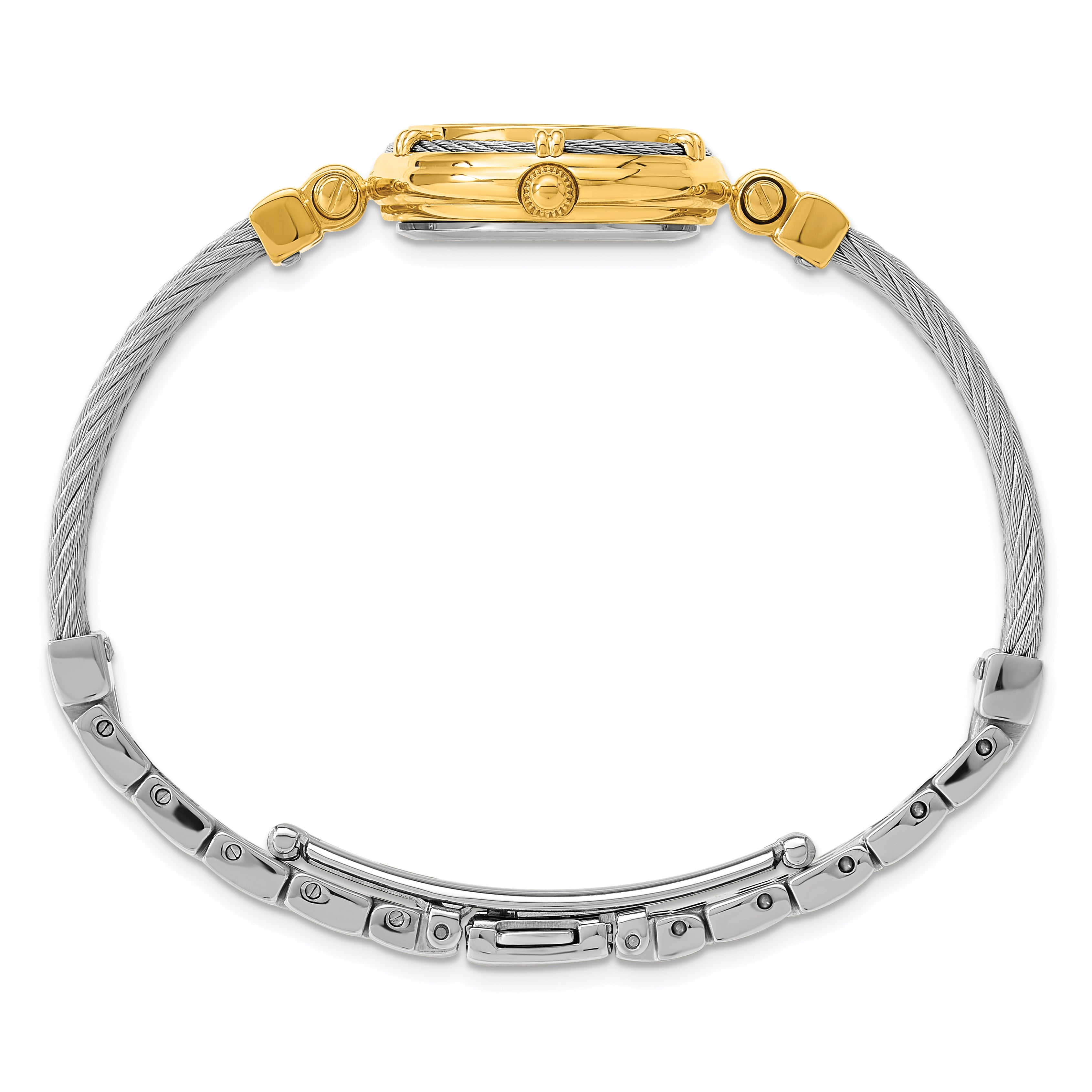 Charles Hubert IP-plated MOP Dial w/Stainless Steel Wire Bangle Watch