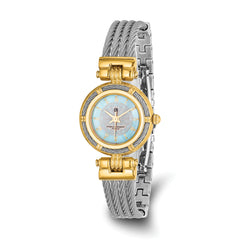 Charles Hubert IP-plated MOP Dial w/Stainless Steel Wire Bangle Watch
