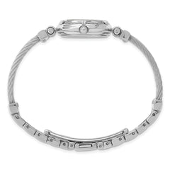 Charles Hubert Chrome Finish MOP Dial Stainless Steel Wire Bangle Watch