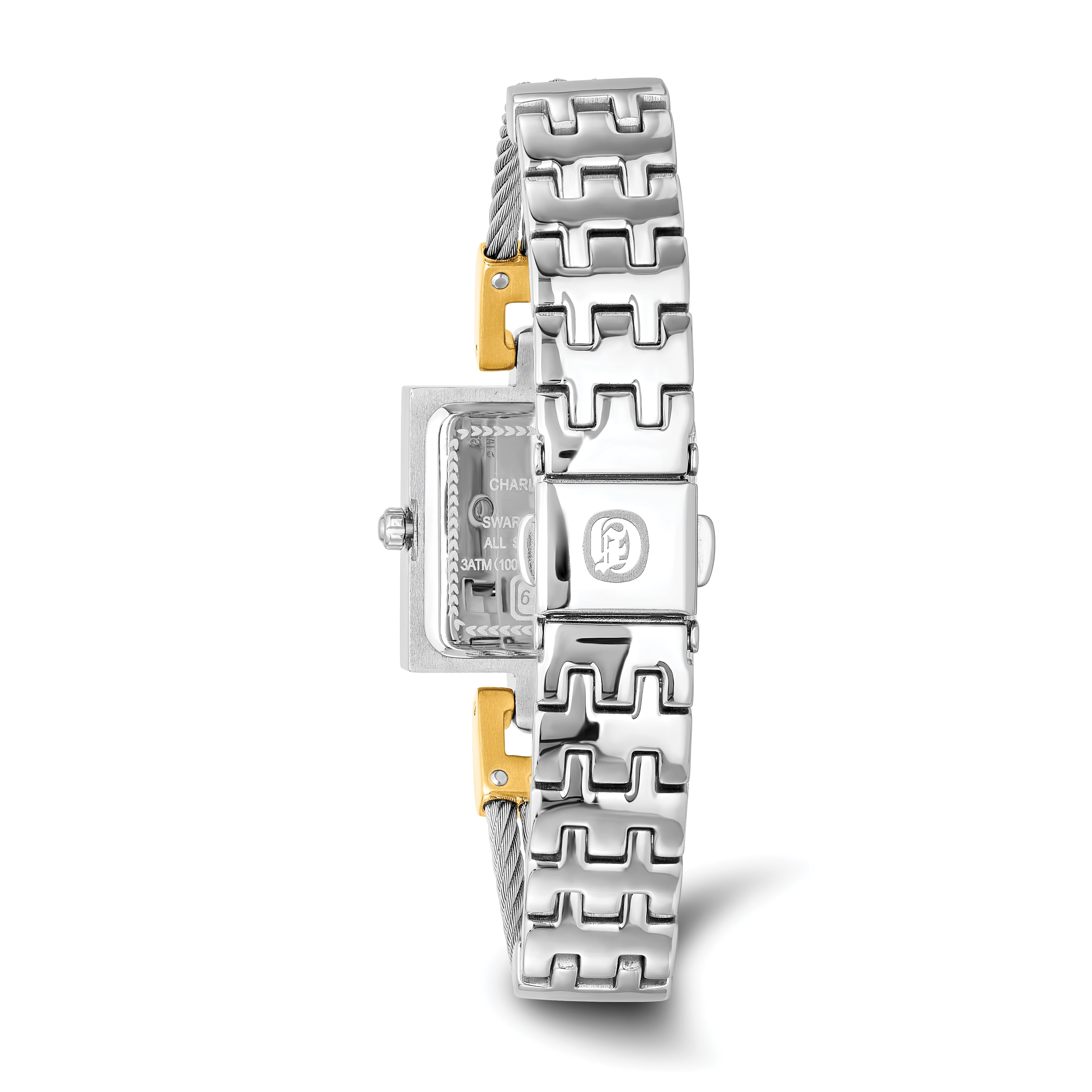 Charles Hubert Two-tone MOP Dial Stainless Steel Wire Bangle Watch
