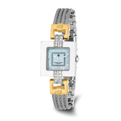 Charles Hubert Two-tone MOP Dial Stainless Steel Wire Bangle Watch