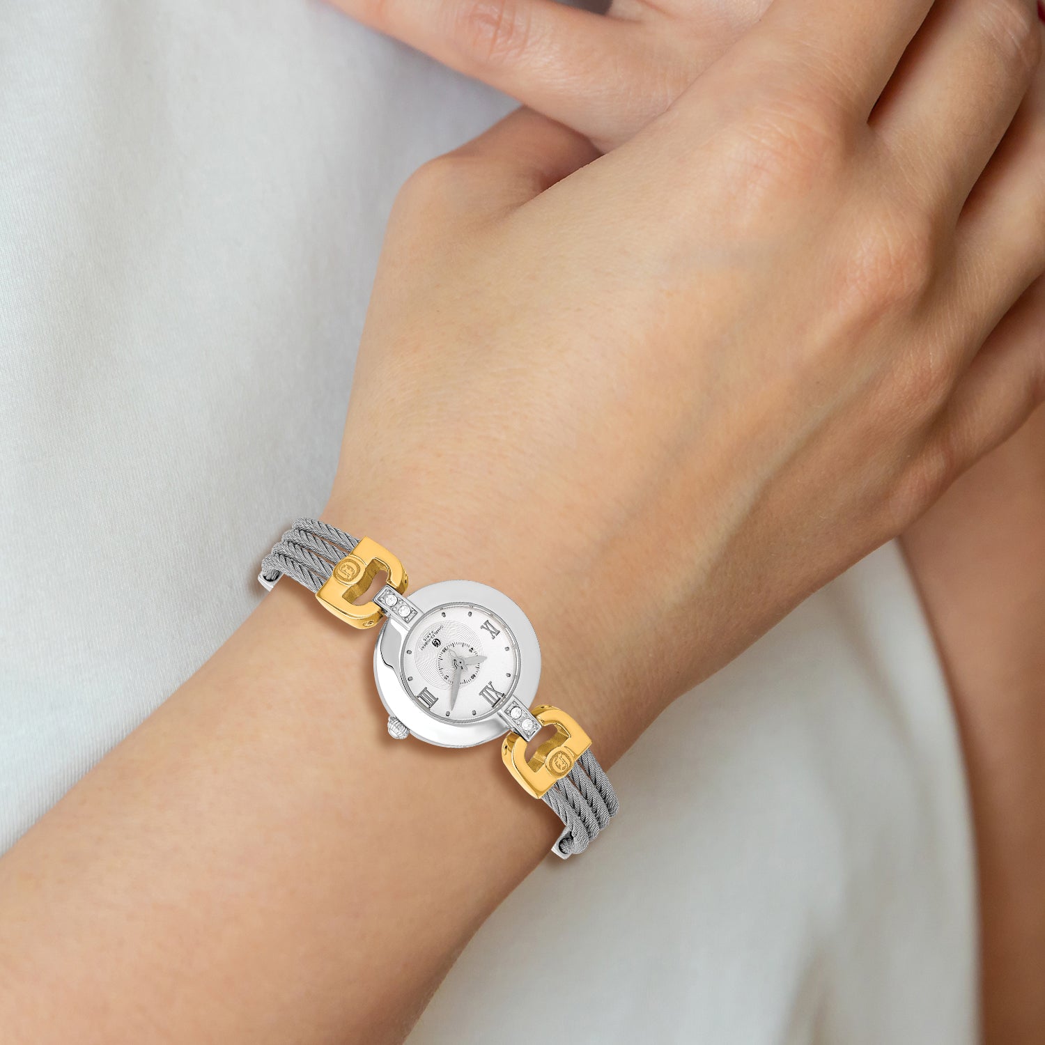 Charles Hubert Two-tone Stainless Steel Wire Bangle Silver Dial Watch