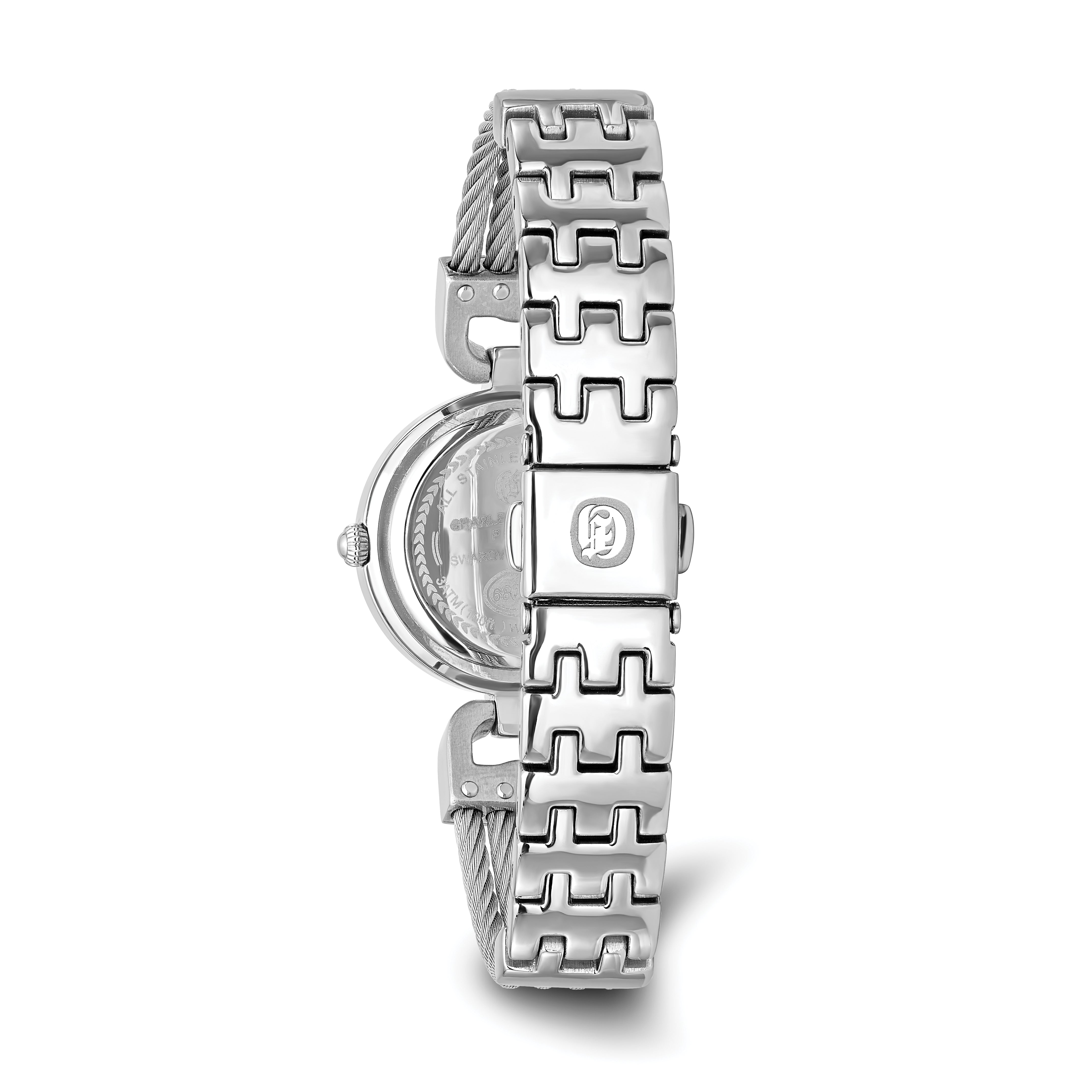 Charles Hubert Stainless Steel Wire Bangle Silver Dial Watch