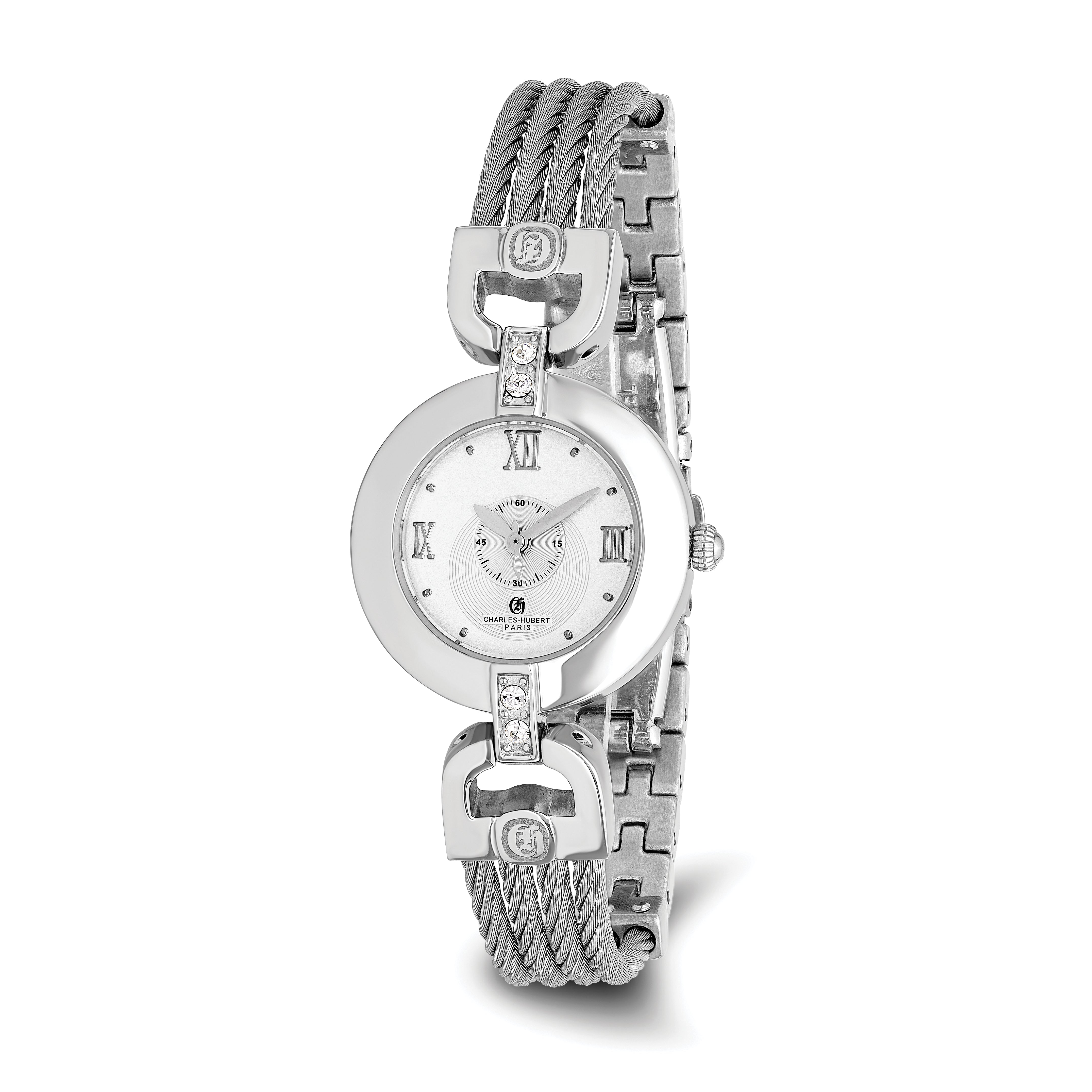 Charles Hubert Stainless Steel Wire Bangle Silver Dial Watch