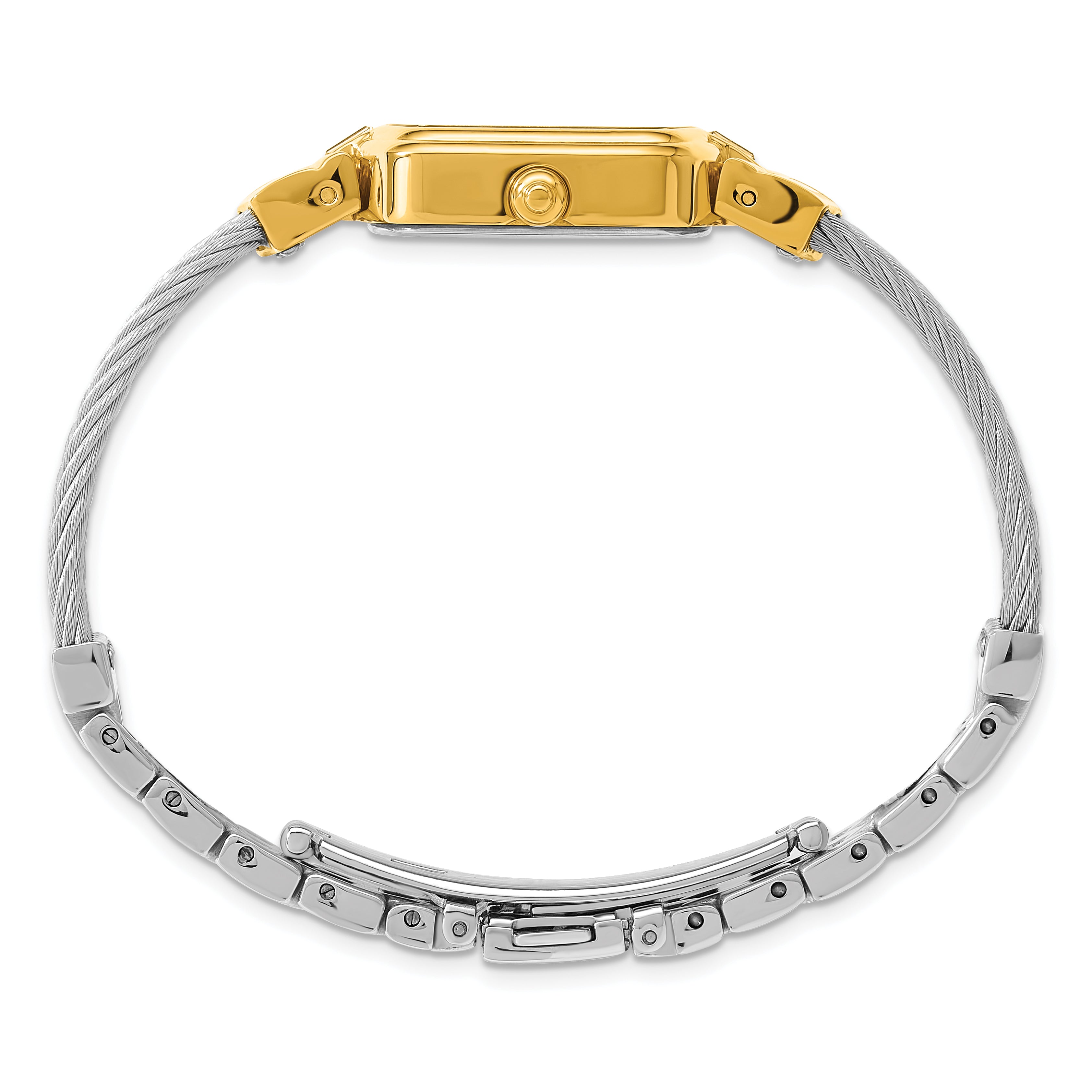 Charles Hubert IP-plated Stainless Steel Wire Bangle MOP Dial Watch