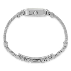 Charles Hubert Stainless Steel Wire Bangle White MOP Dial Watch