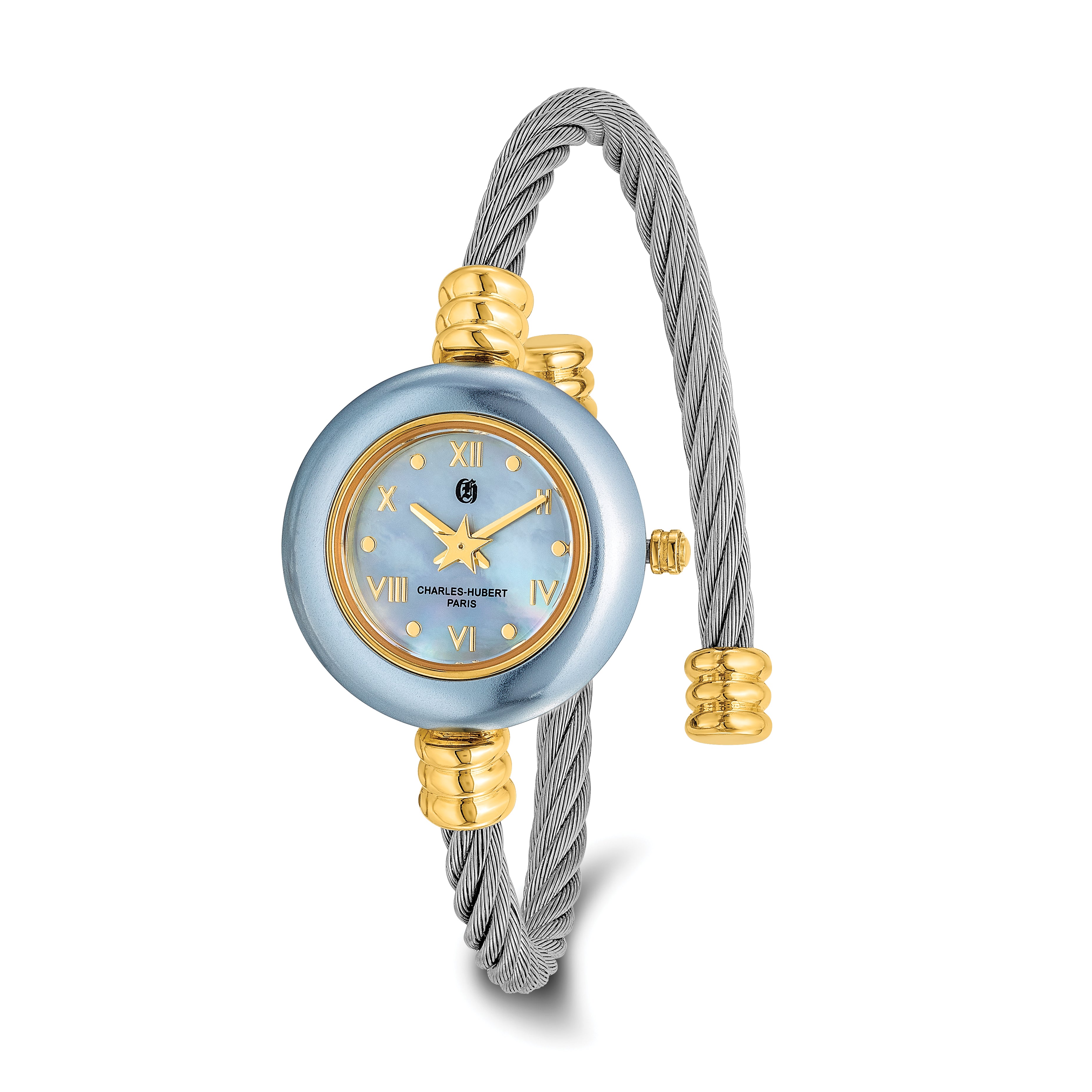 Charles Hubert Gold-finish 7 Color Bezels Stainless Steel Bangle Watch
