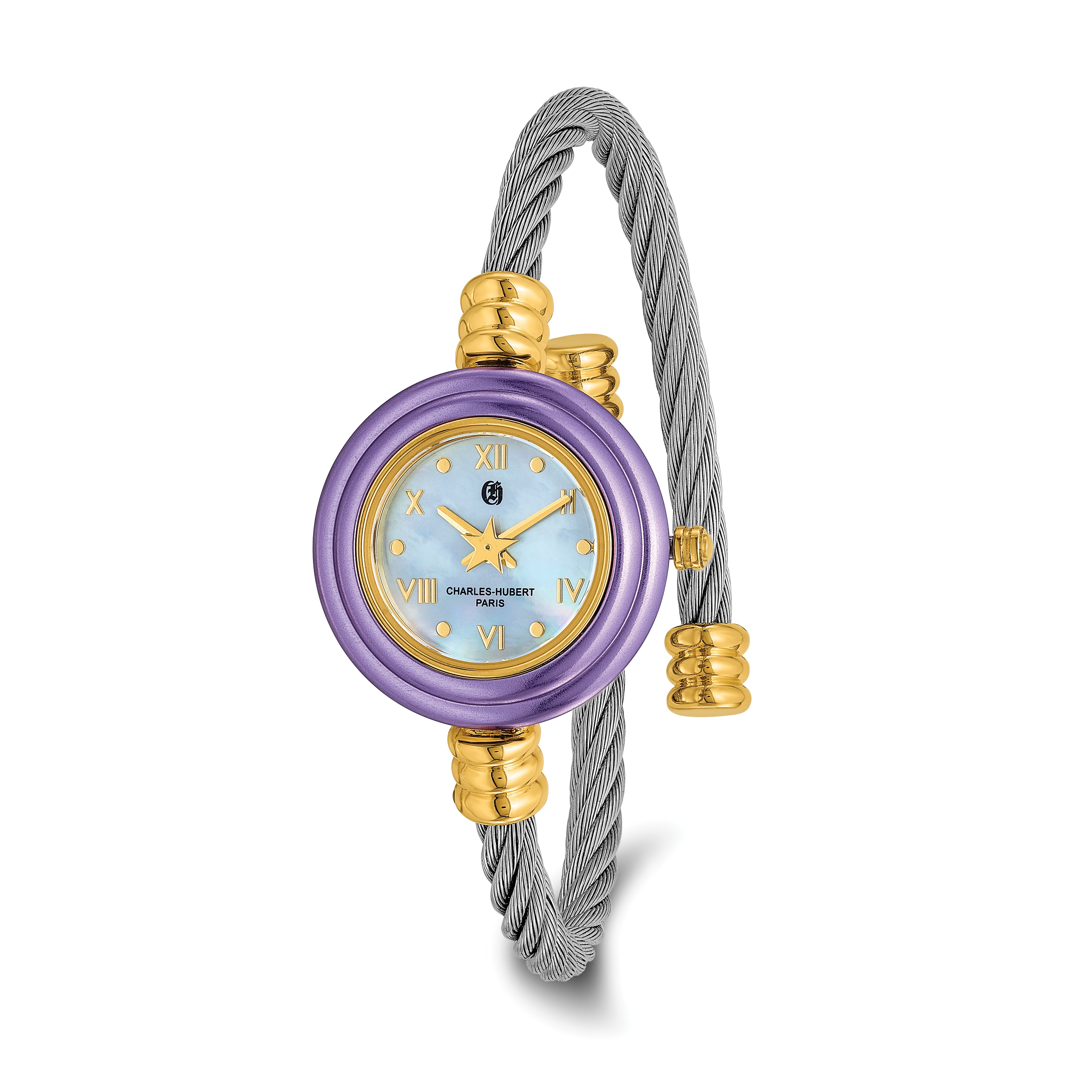 Charles Hubert Gold-finish 7 Color Bezels Stainless Steel Bangle Watch