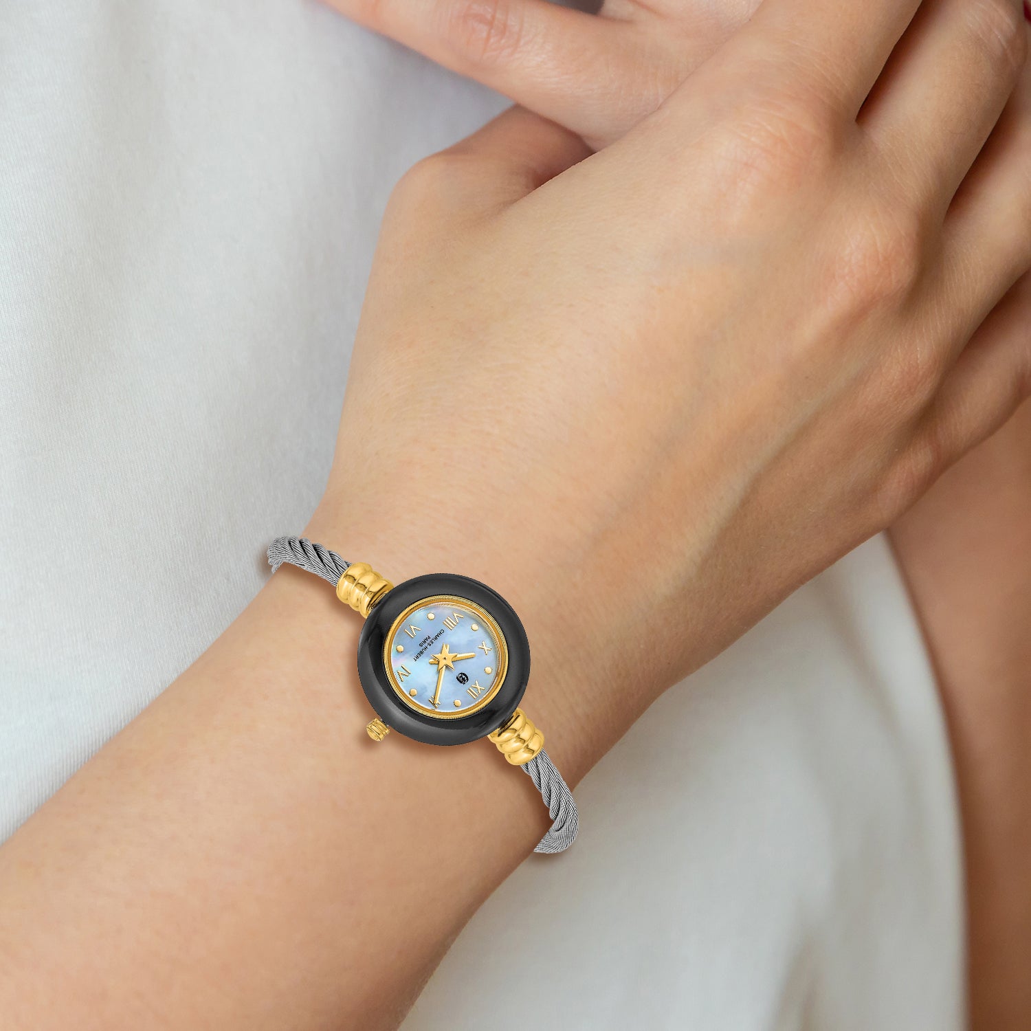 Charles Hubert Gold-finish 7 Color Bezels Stainless Steel Bangle Watch