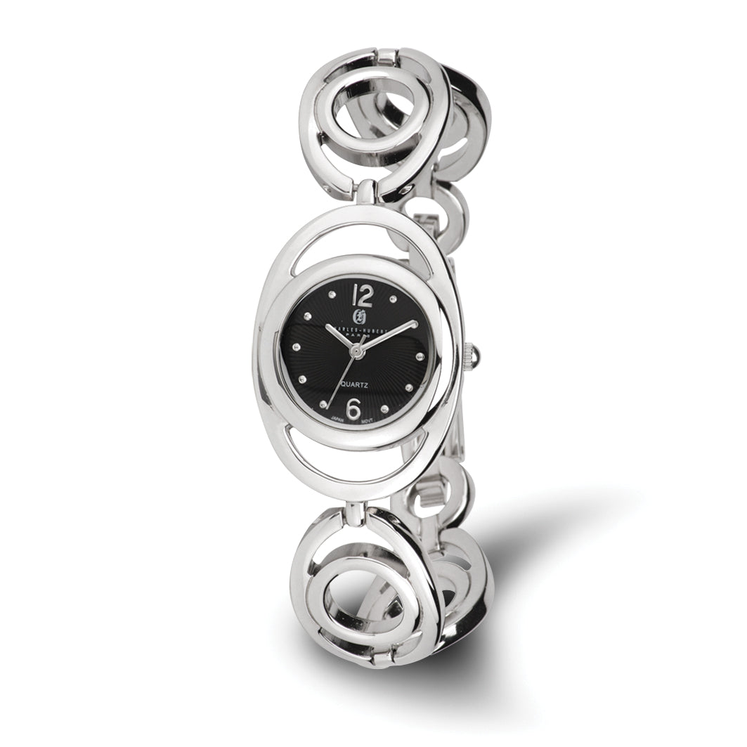 Charles Hubert Chrome-finish Black Sunray Dial Quartz Watch