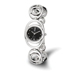Charles Hubert Chrome-finish Black Sunray Dial Quartz Watch