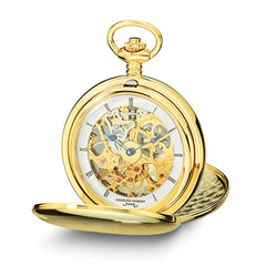 Charles Hubert IP-plated Stainless Steel Skeleton Dial Pocket Watch