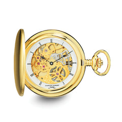 Charles Hubert IP-plated Stainless Steel Skeleton Dial Pocket Watch