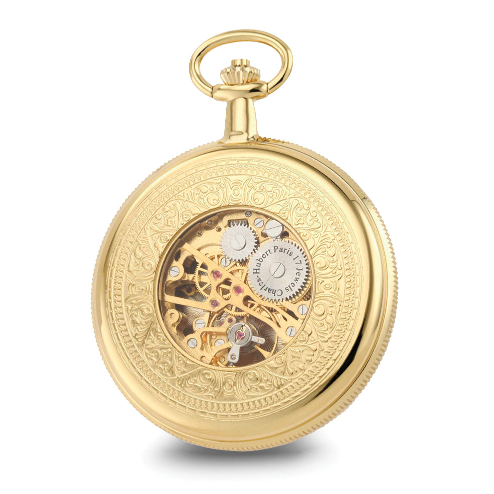 Charles Hubert Gold-finish Skeleton Dial Pocket Watch