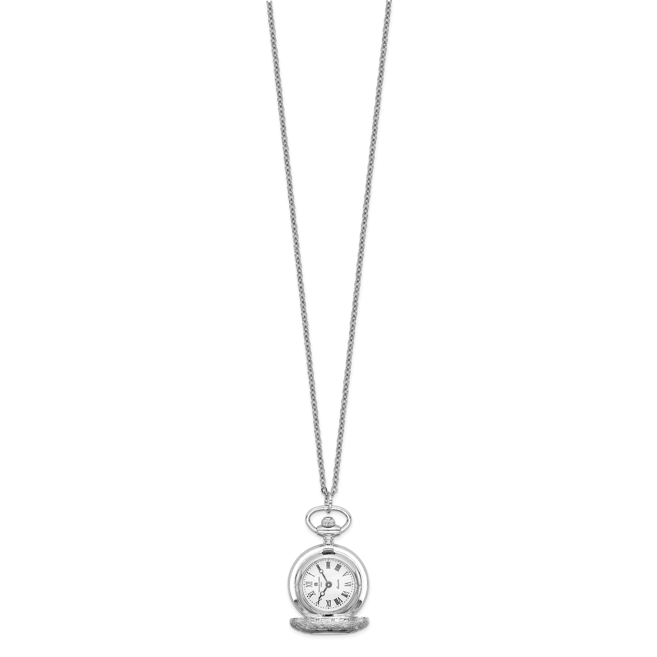 Charles Hubert Two-tone Floral Design Pendant Watch