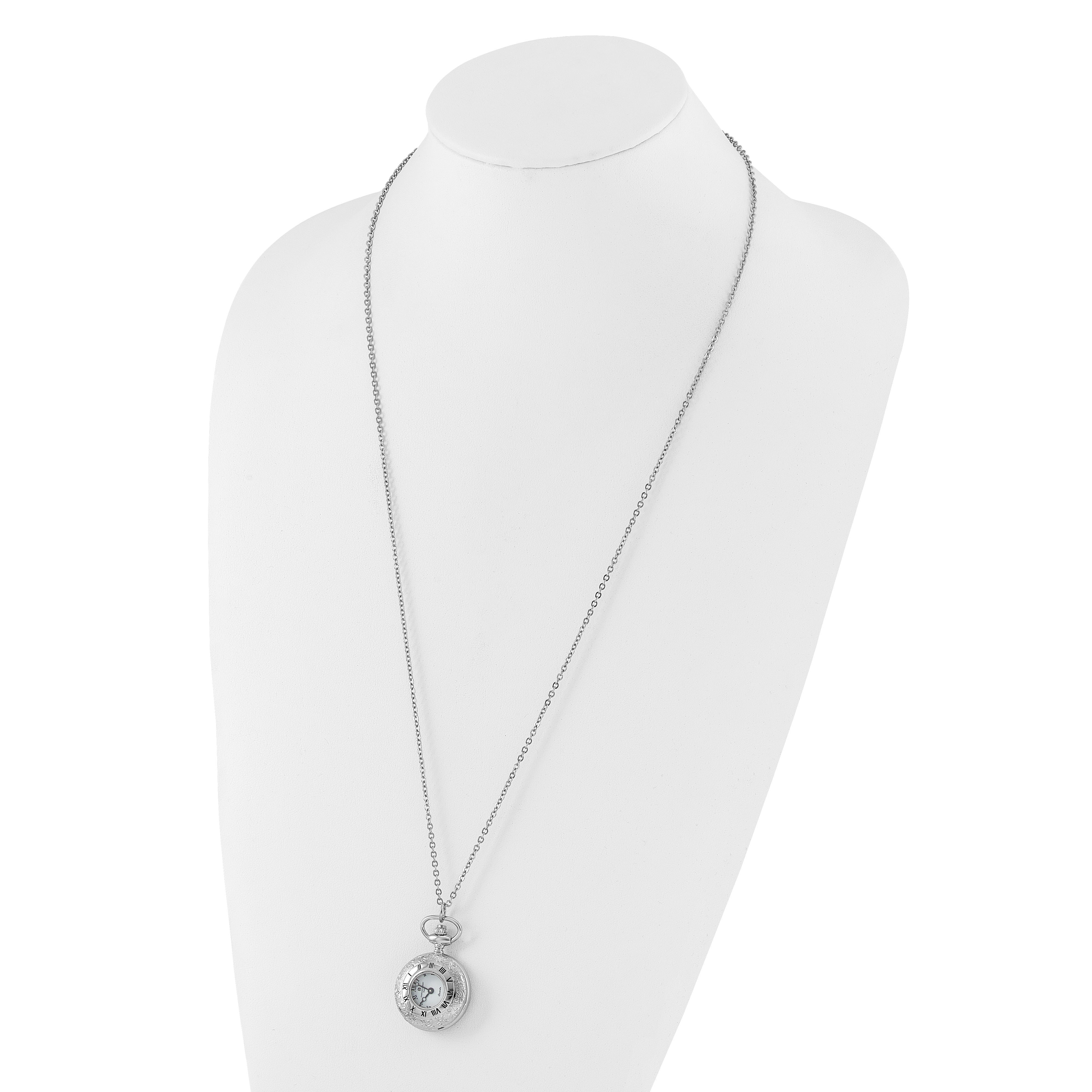 Charles Hubert Two-tone Floral Design Pendant Watch