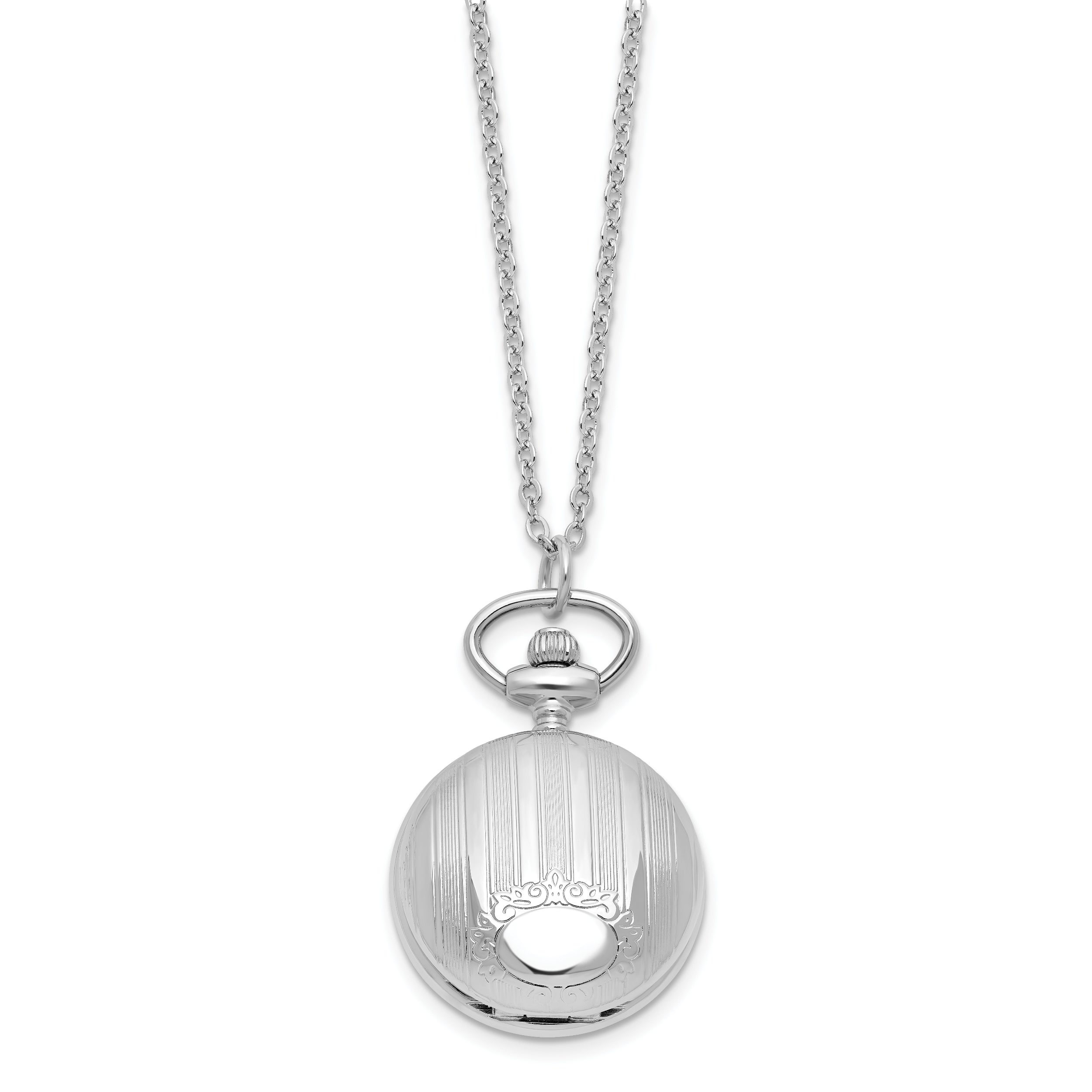 Charles Hubert Chrome-finish Stripe Design Pendant Watch