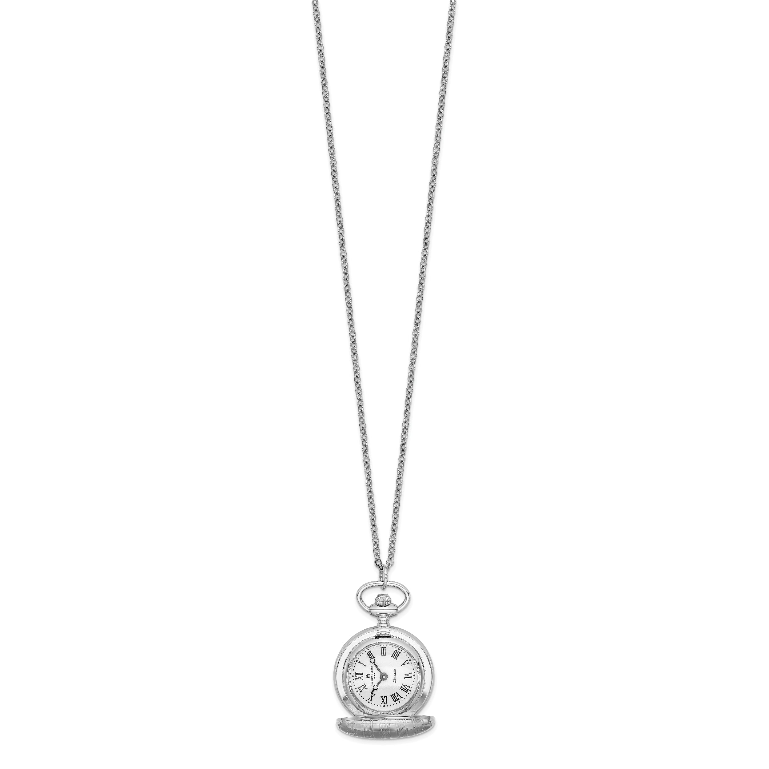 Charles Hubert Chrome-finish Stripe Design Pendant Watch