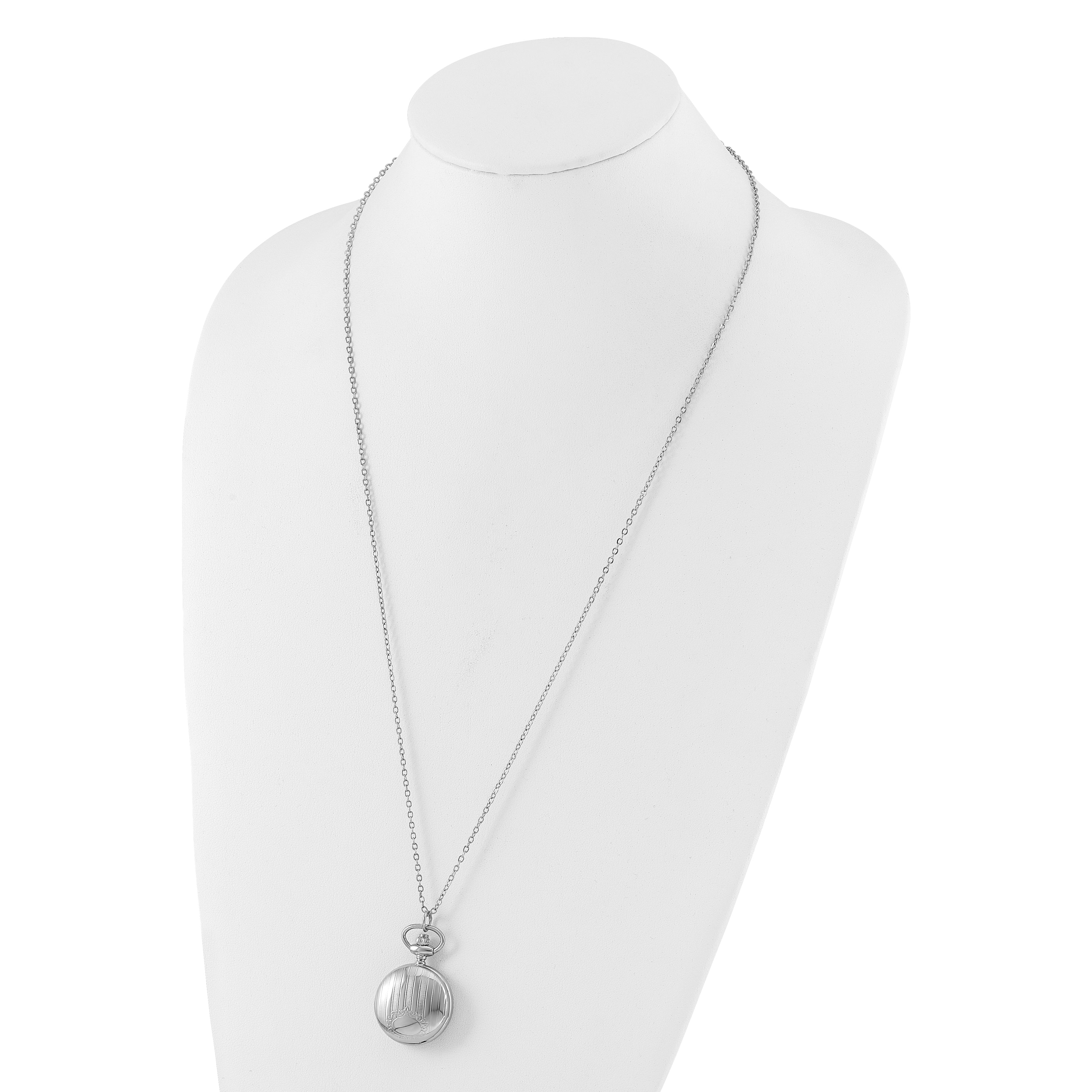 Charles Hubert Chrome-finish Stripe Design Pendant Watch