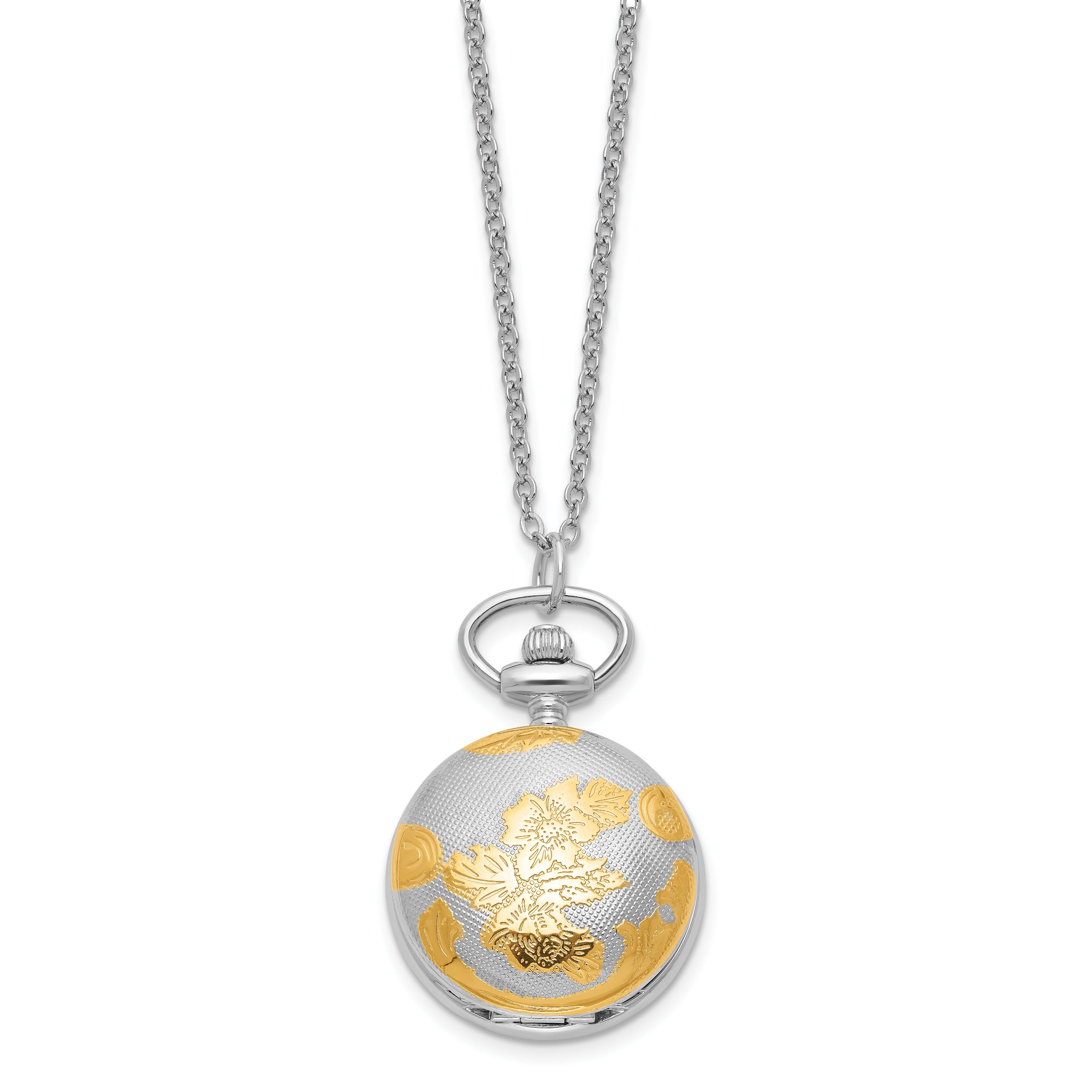 Charles Hubert Two-tone Floral Design Pendant Watch