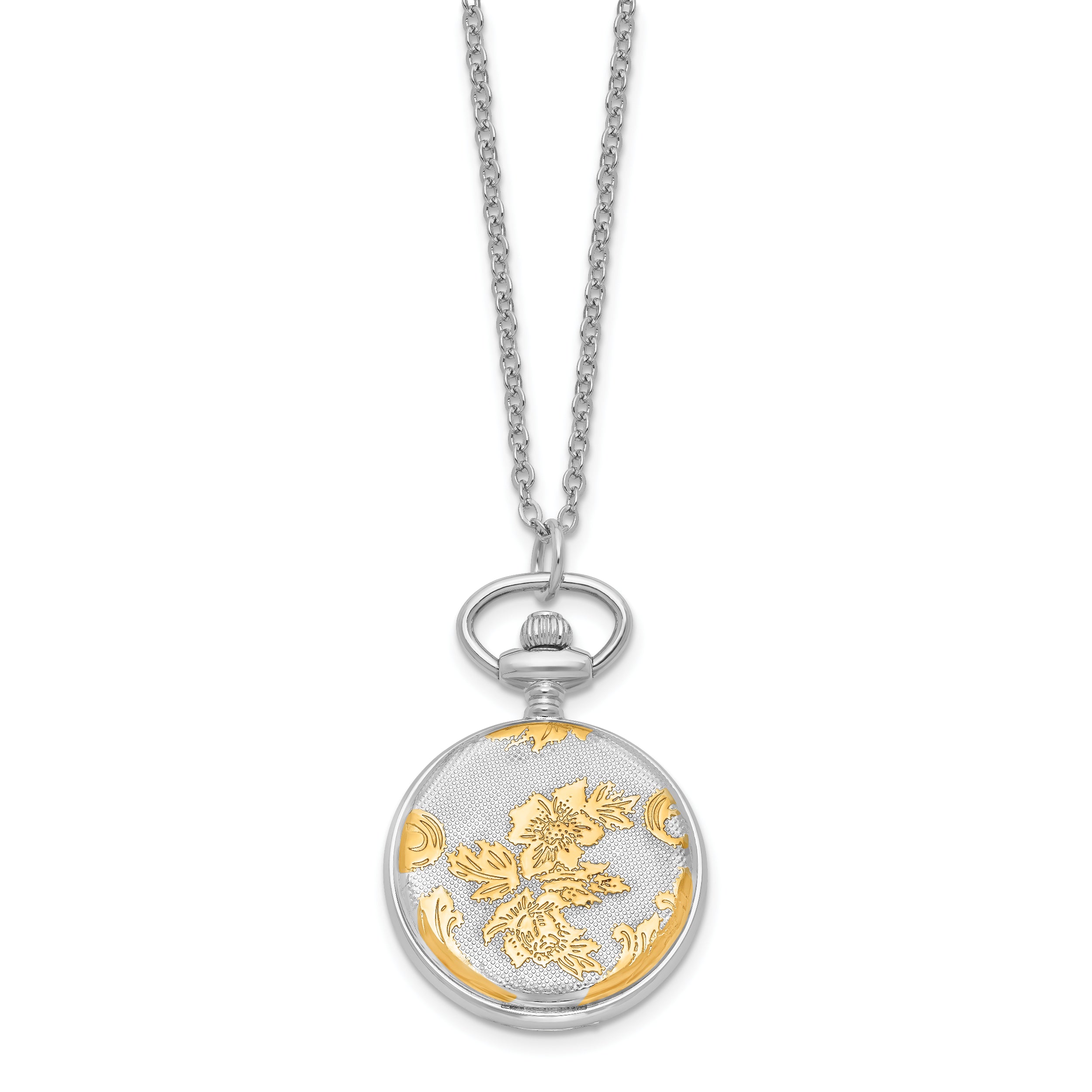 Charles Hubert Two-tone Floral Design Pendant Watch
