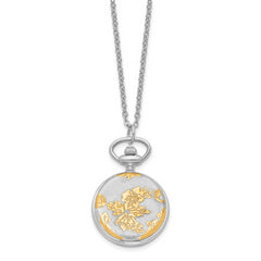 Charles Hubert Two-tone Floral Design Pendant Watch