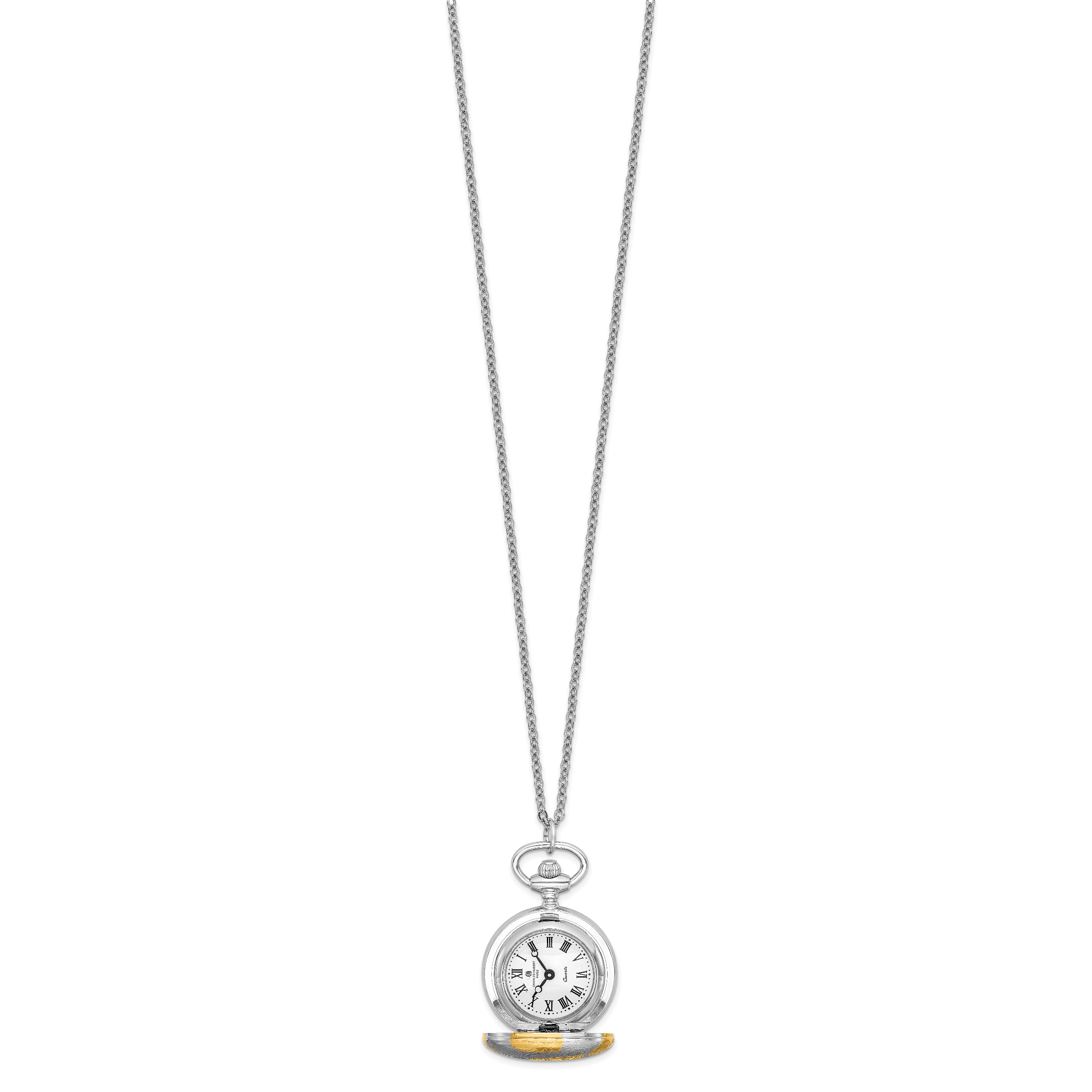 Charles Hubert Two-tone Floral Design Pendant Watch