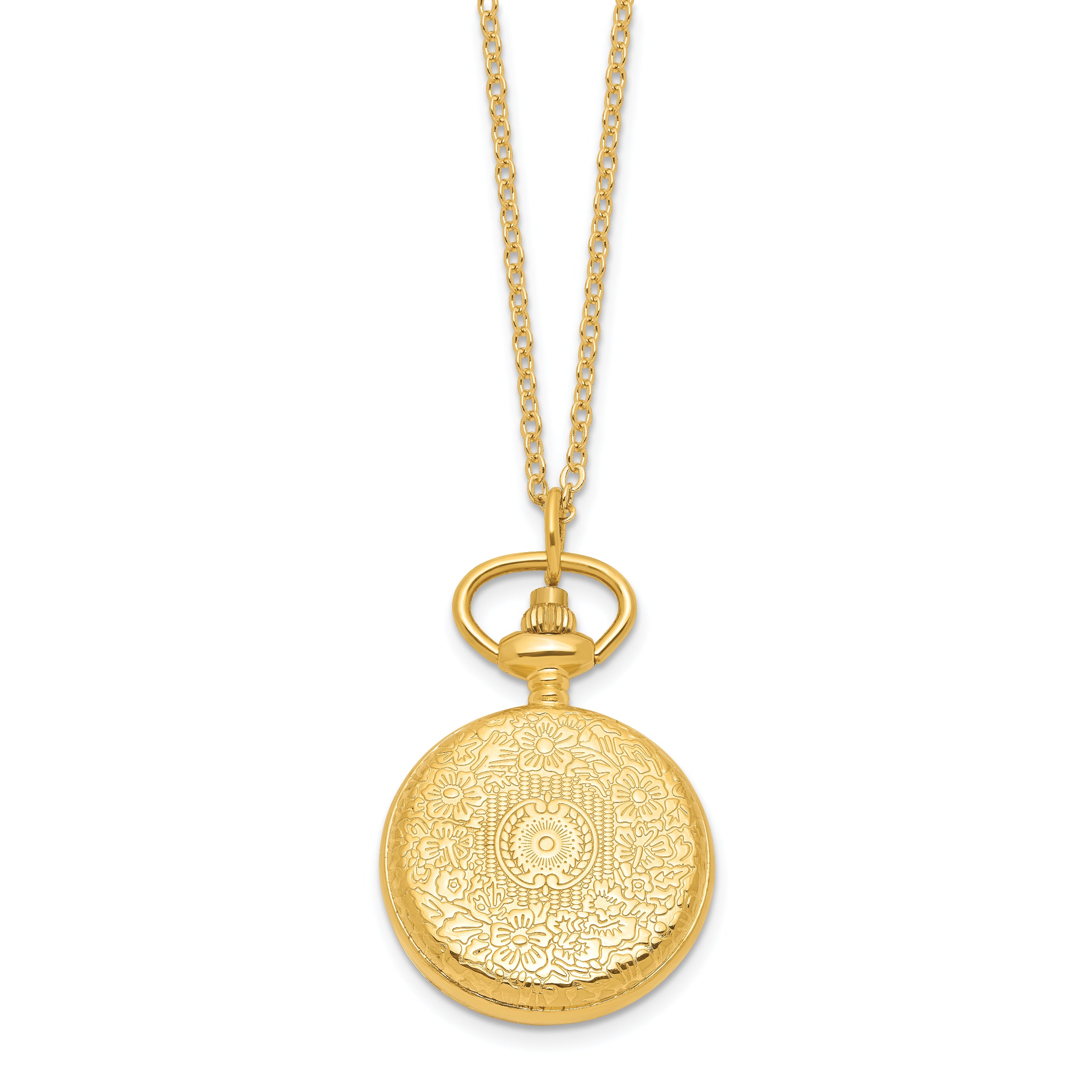 Charles Hubert Gold-finish Scroll Design Pendant Watch