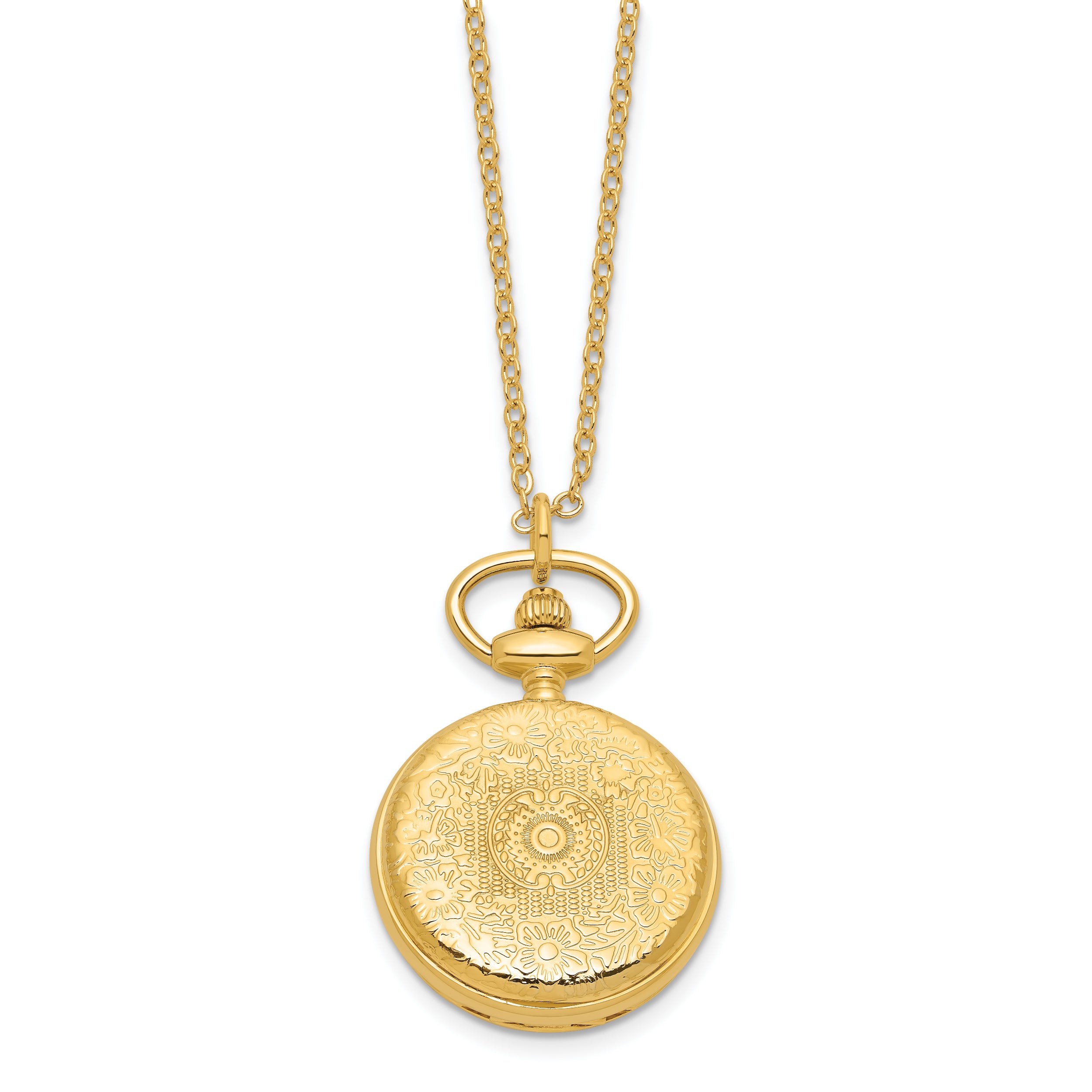 Charles Hubert Two-tone Floral Design Pendant Watch