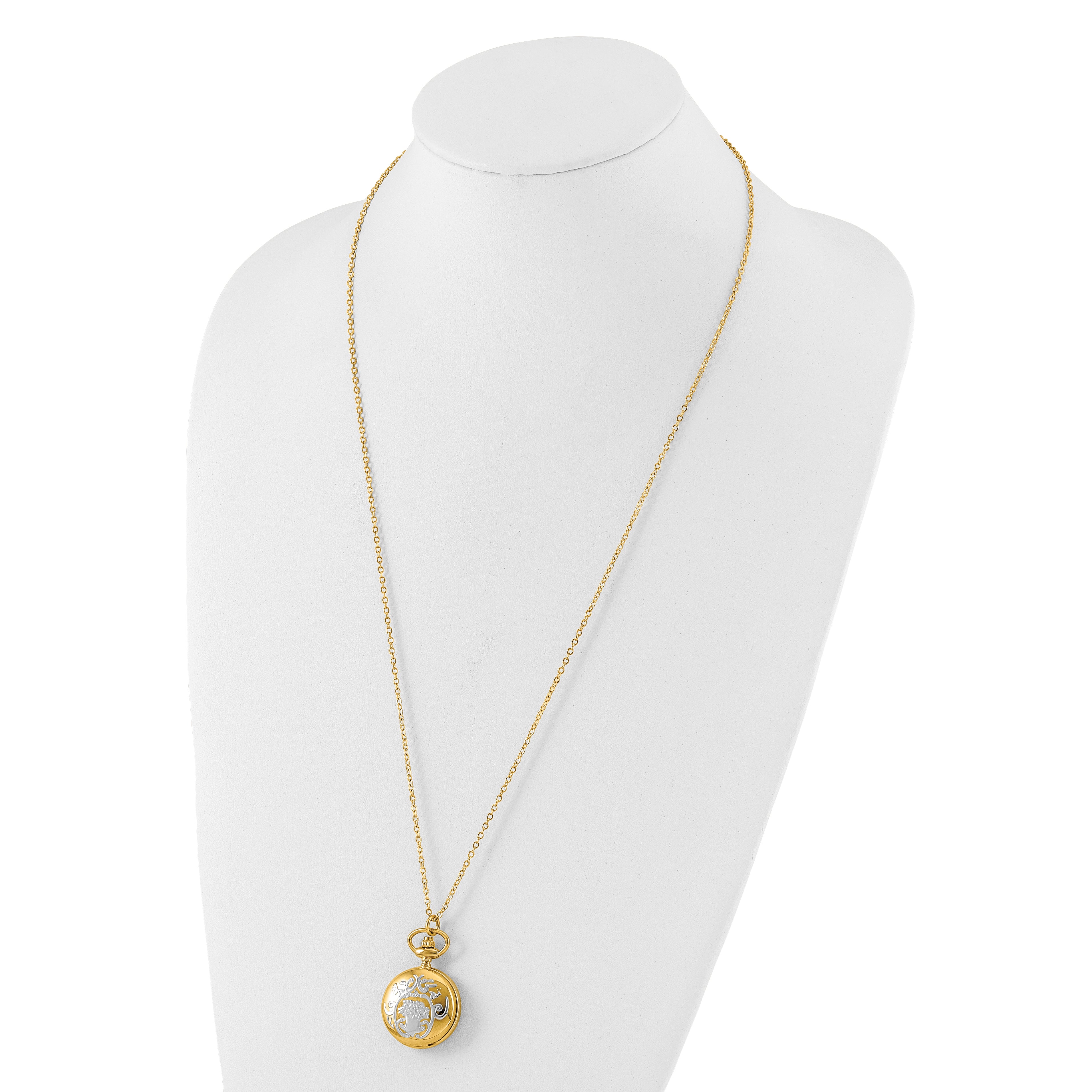 Charles Hubert Two-tone Floral Design Pendant Watch