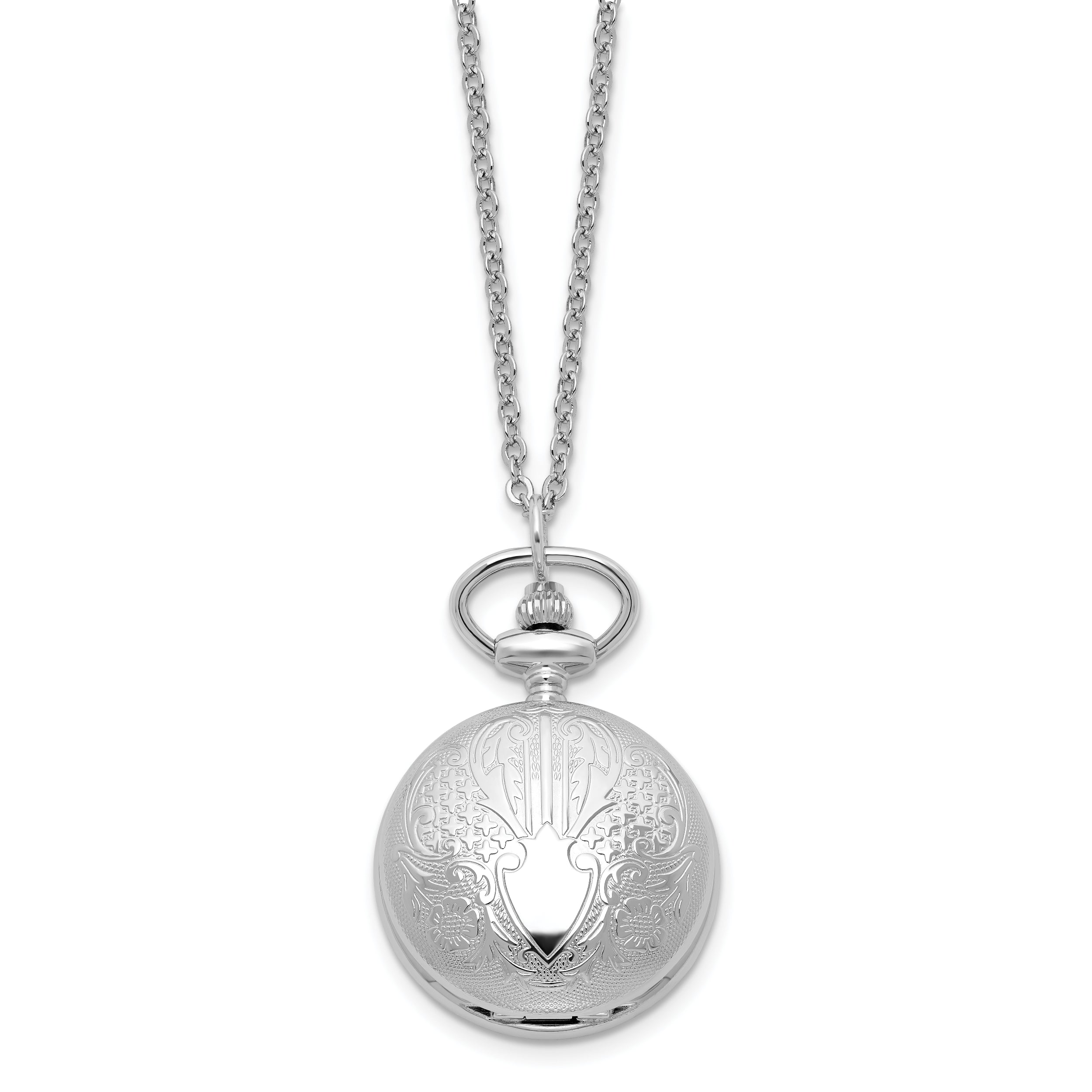 Charles Hubert Chrome-finish Floral Design Pendant Watch