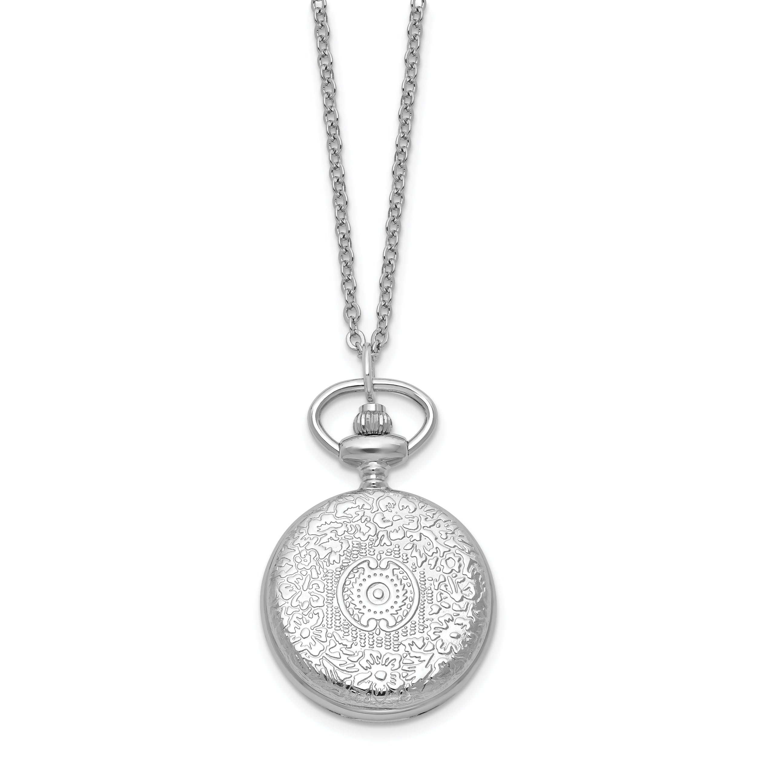 Charles Hubert Chrome-finish Floral Design Pendant Watch