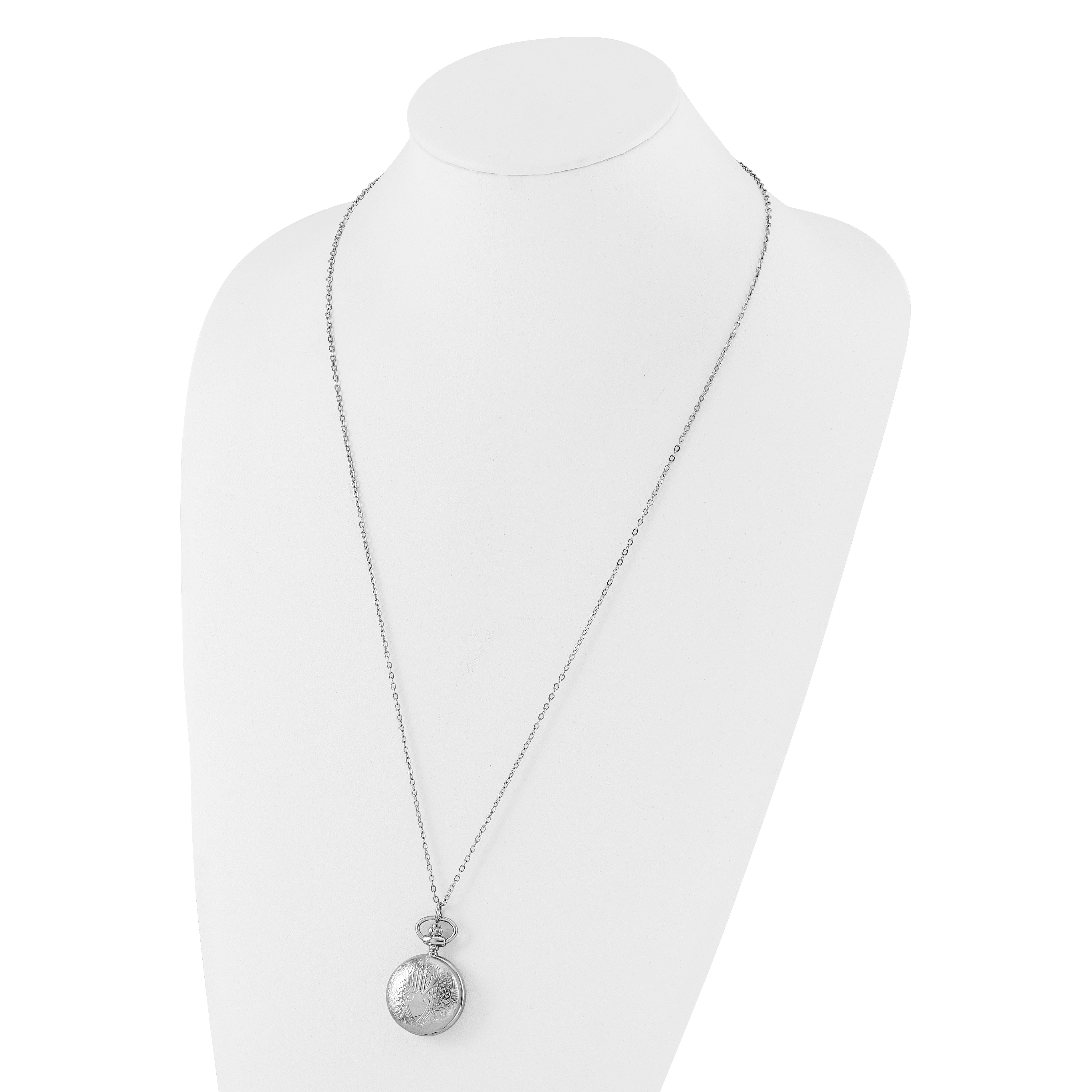 Charles Hubert Chrome-finish Floral Design Pendant Watch