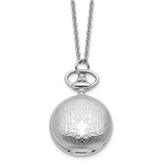 Charles Hubert Chrome-finish Quilted Design Pendant Watch